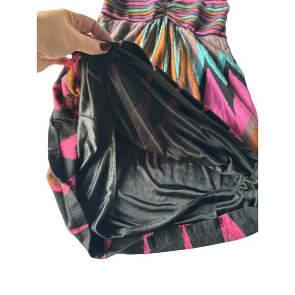 M Missoni Women's Sz 10 Black Pink Blue Zig Zag Chevron Knit A-line Dress IT 46 - Picture 8 of 9